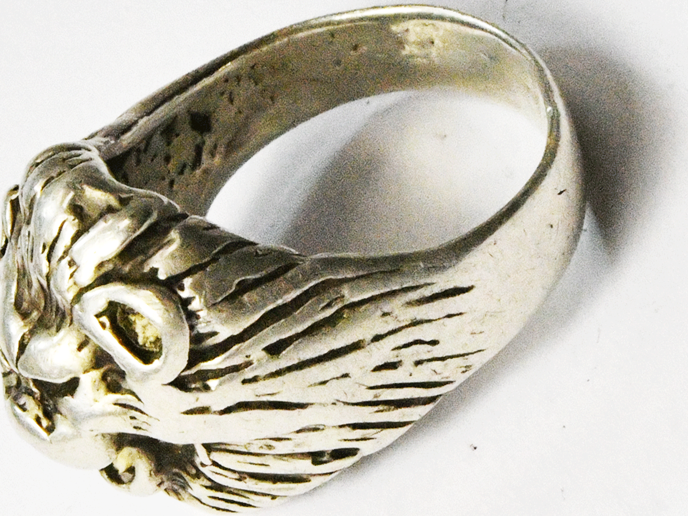Sterling Silver Lion Tiger Cat Head Ring 20mm Size 11