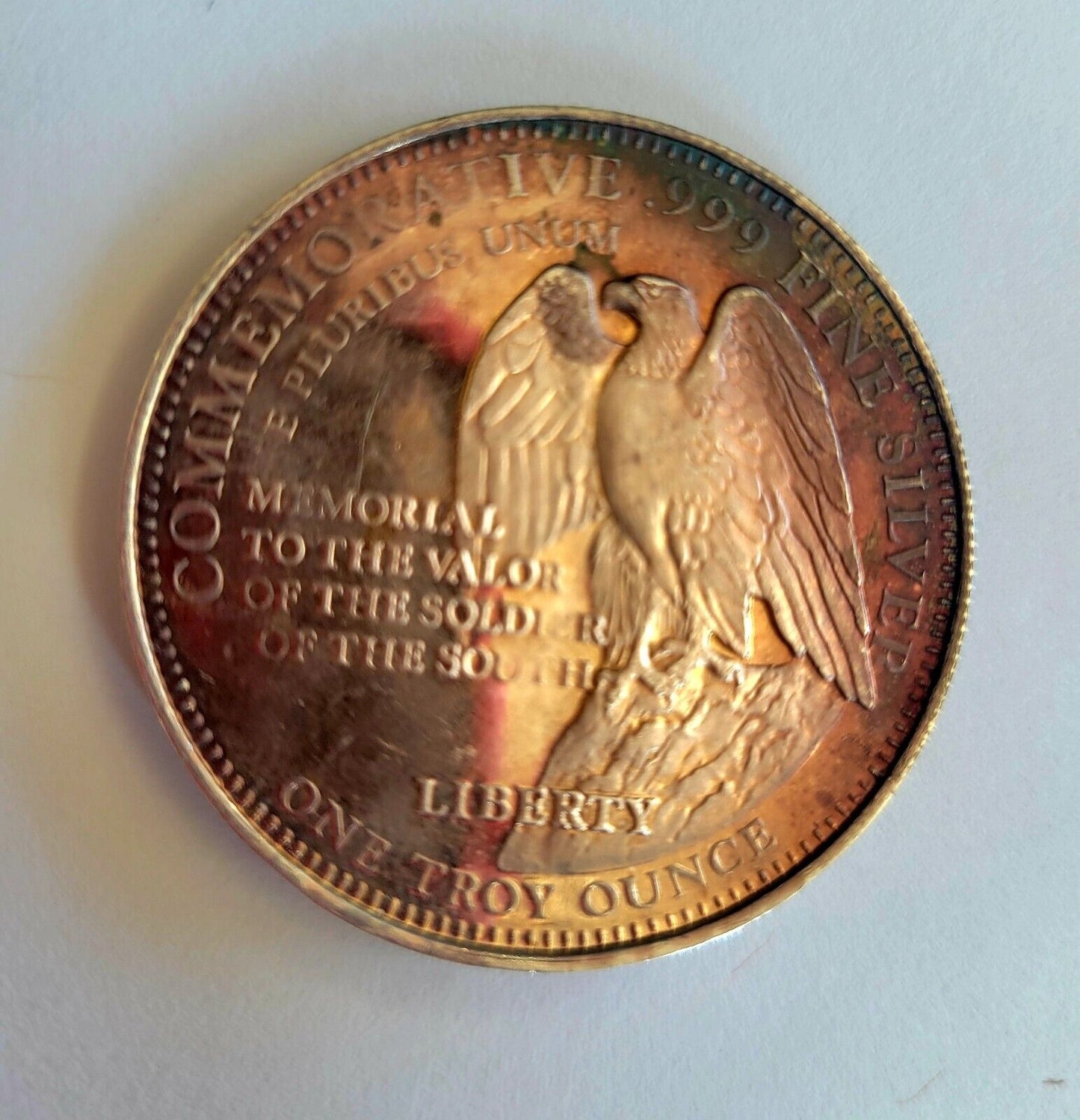 Stone Mountain Commemorative 1oz. Memorial .999 Fine Silver Rainbow Toning