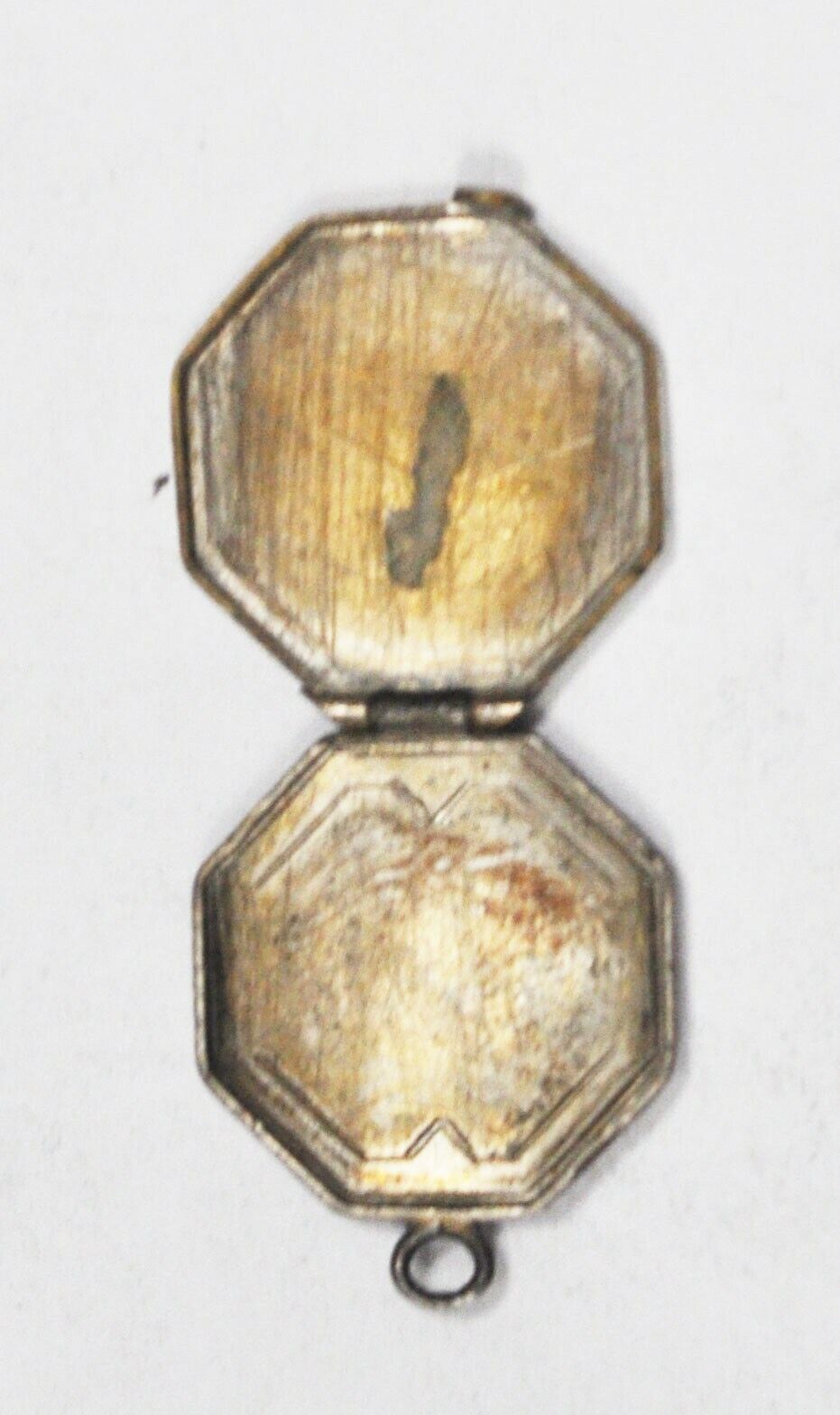 Sterling Silver Octagon Enamel Antique Puffy Charm Locket Pendant 21mm x 17mm