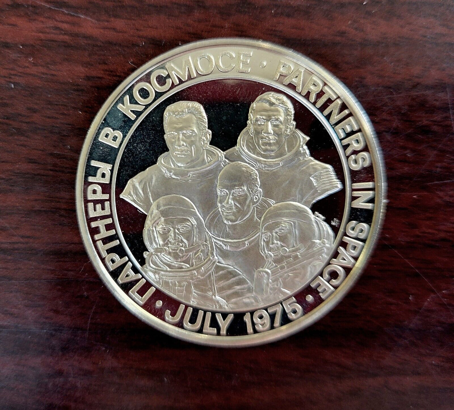 1975 Apollo Soyuz Space Mission Sterling Silver Coin from The Franklin Mint