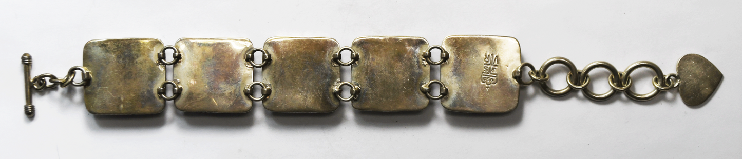 950 Silver Jacqueline Smiley Coca Cola 1964 Ad Santa Poodle 25mm Bracelet 8.75"