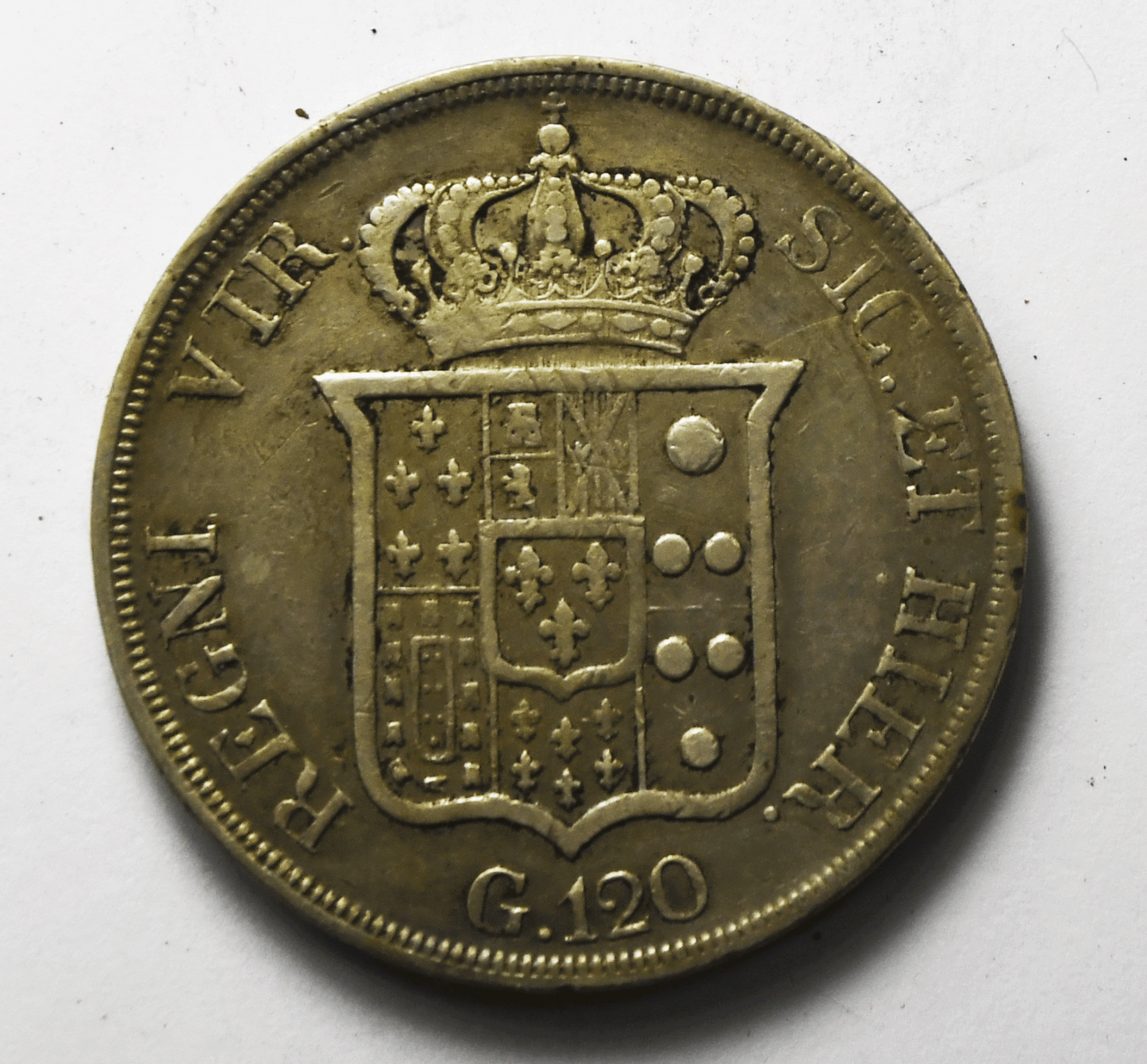 1836 Italian States Naples 120 Grana Silver Coin KM# 325 Italy