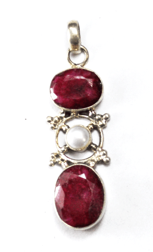 Sterling Silver Fuchsite Fuschia Pearl Pendant 56mm x 17mm Pendant