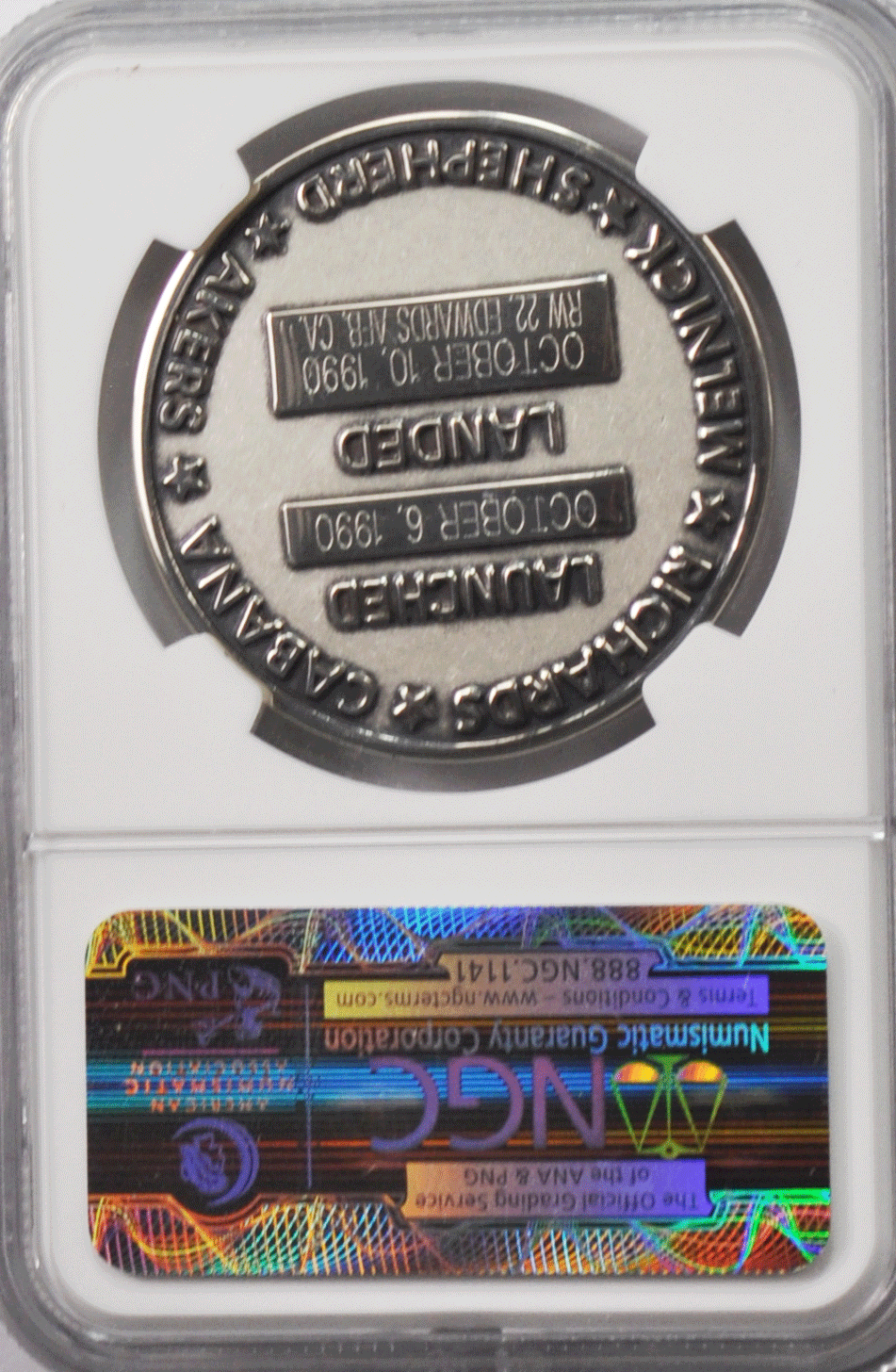 1990 STS-41 Robbins Space Silver Medal Unflown #109 NGC MS64 Discovery Ulysses