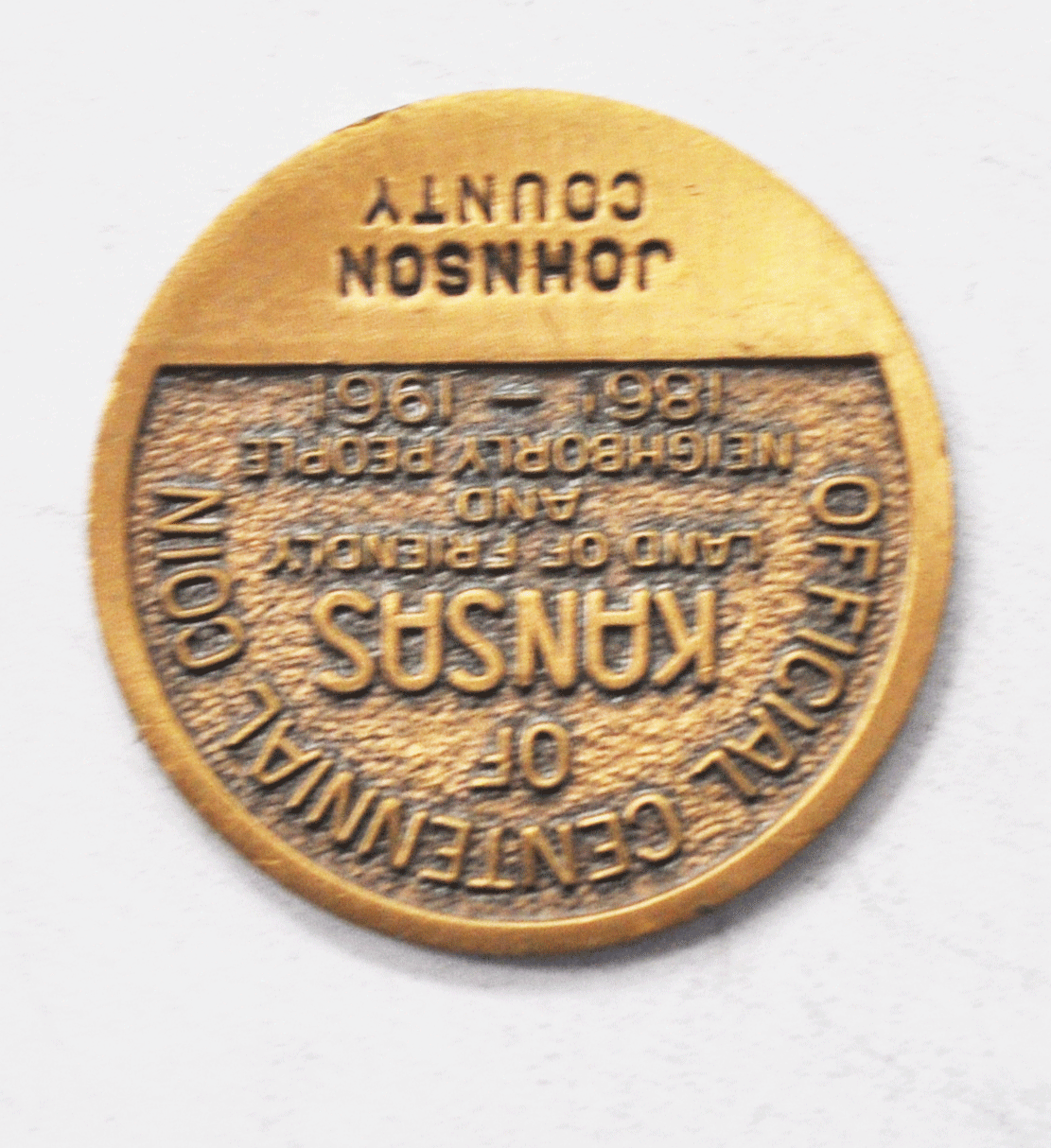1961 Kansas Centennal Coin Midway USA Johnson County 36mm