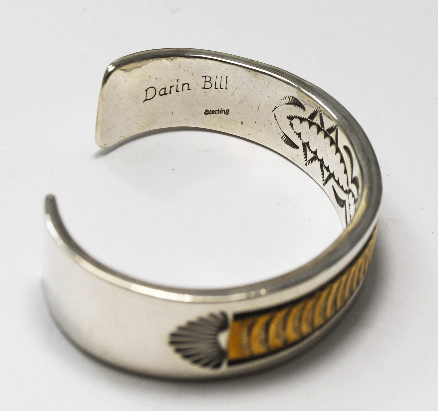 Sterling & GF Darin Bill 16mm Two Tone Heavy Cuff Bracelet 7-1/4" Wrist