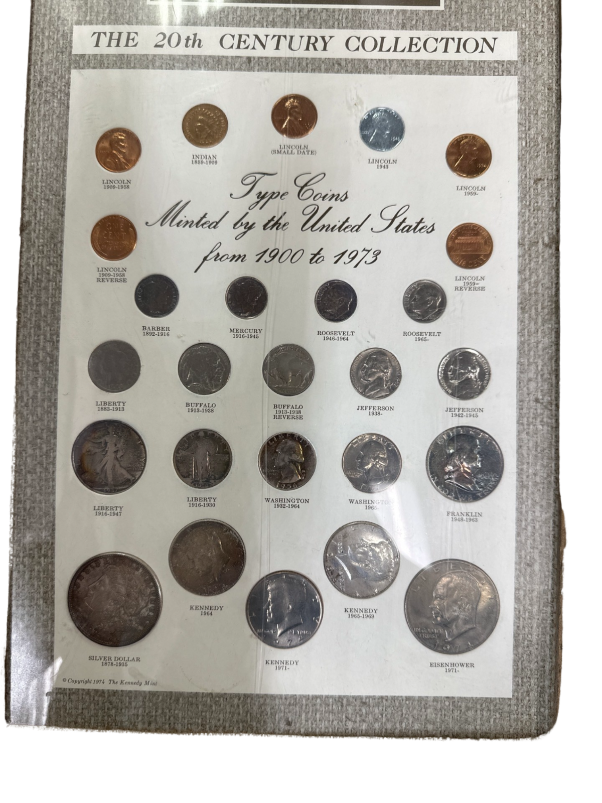 US 20th Century Kennedy Mint 26 Coin Collection Freedom Of Speech Framed