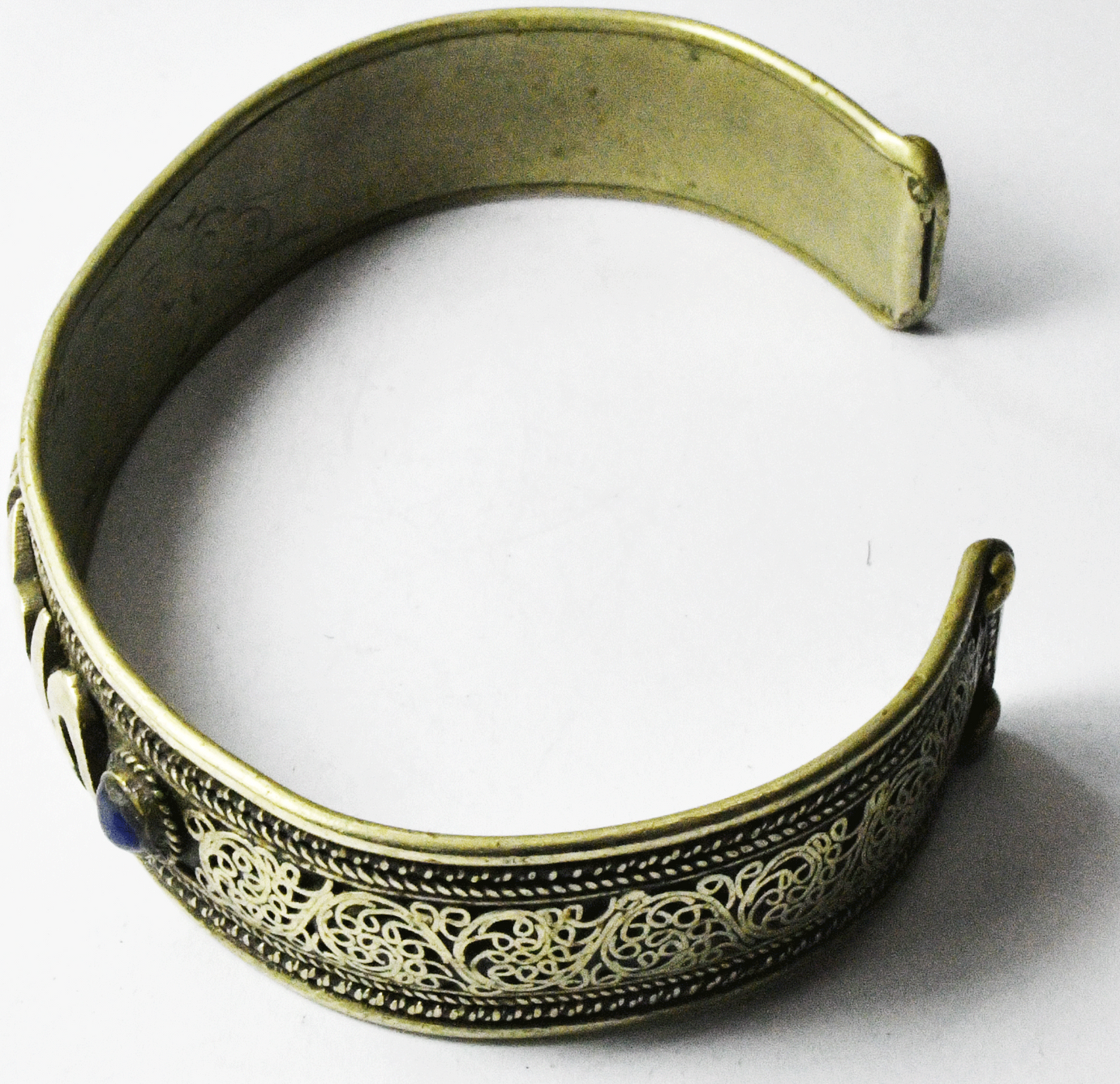 Nickel Silver Tibetan Yoga Om Mani Padme Hum & Dorje Cuff Mantra Bracelet 15mm