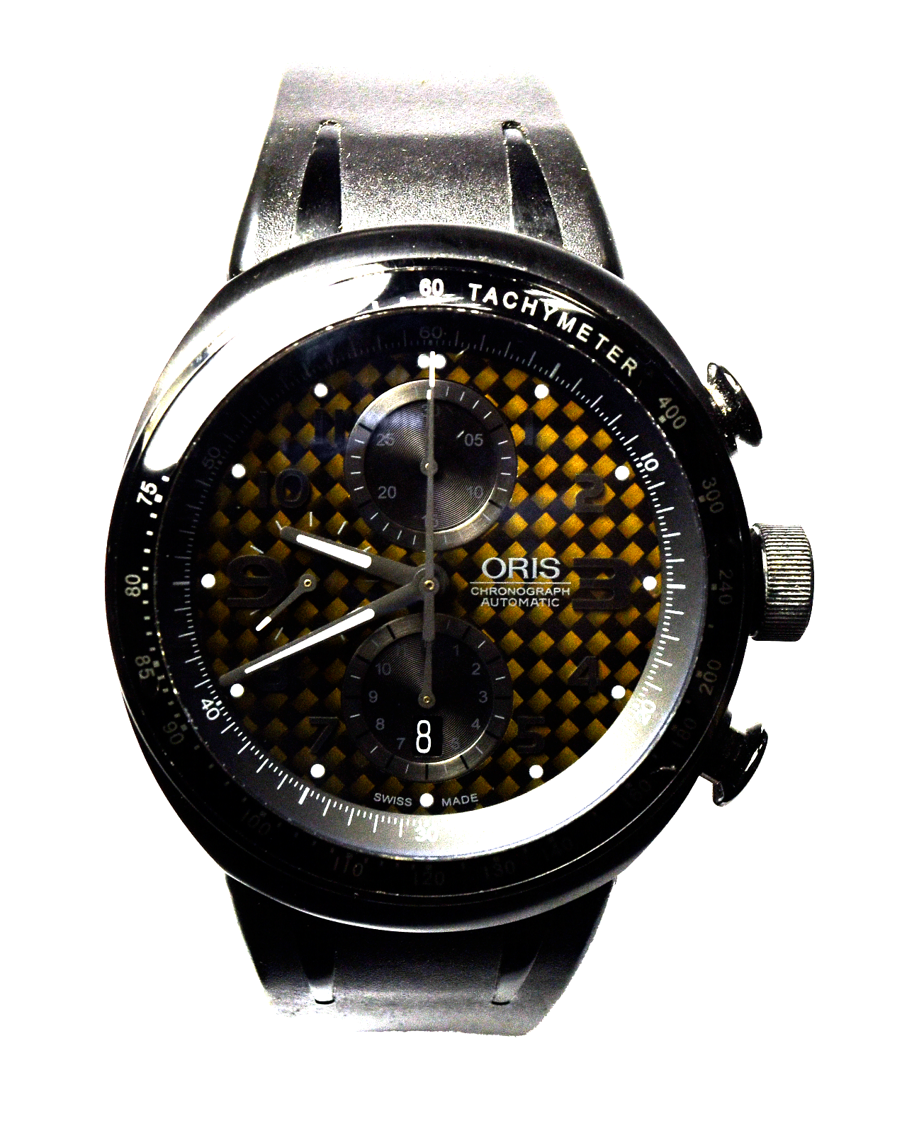 Men's Oris 7611 Checkerboard Dial Titanium Chronograph Skeleton 45mm Wristwatch