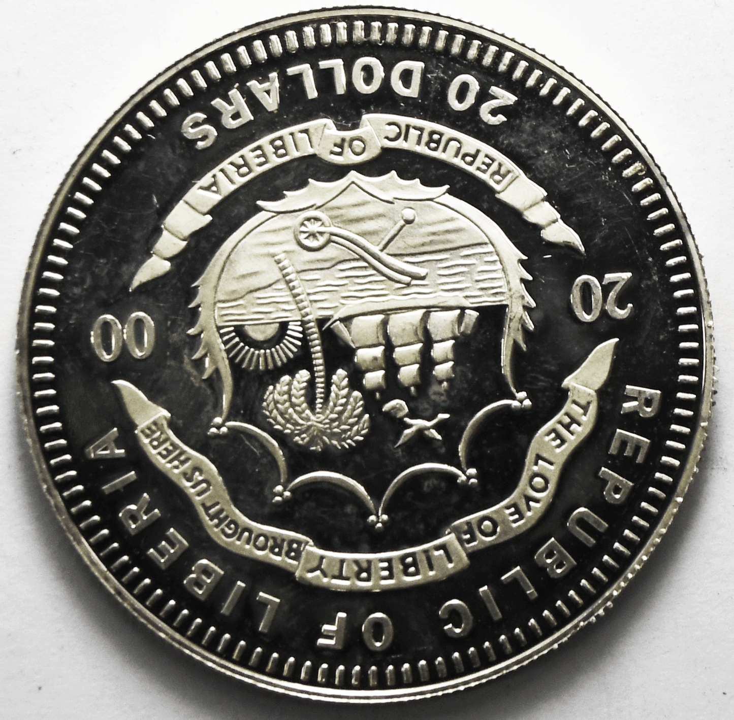 2000 S Liberia $20 Twenty Dollars Silver Coin Abraham Lincoln KM# 479