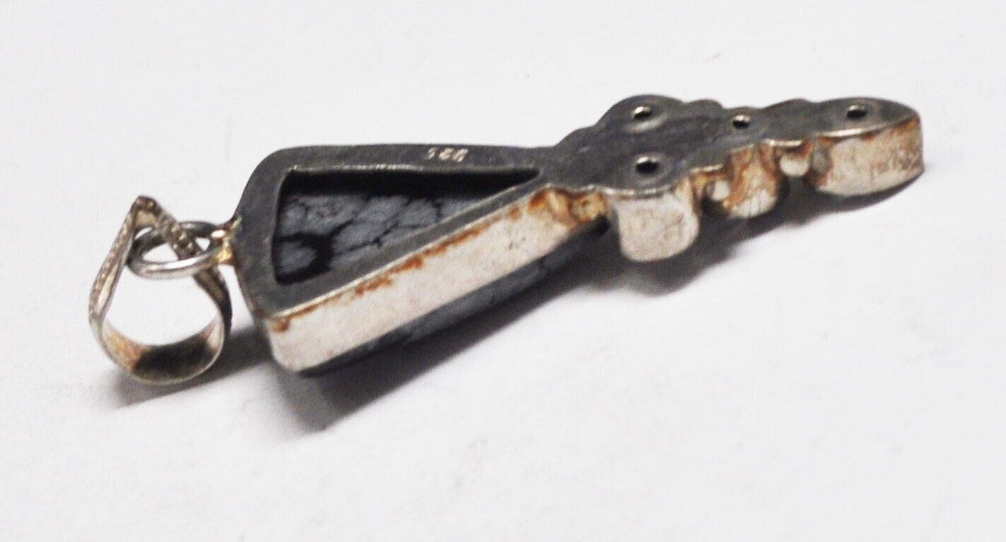 Sterling Silver Snowflake Obsidian Triangle Pendant 59mm x 19mm