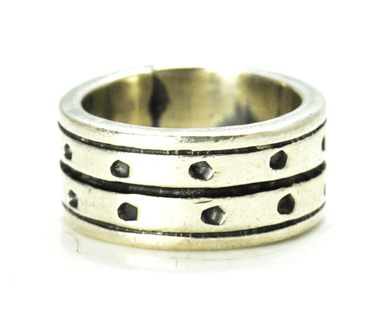 Sterling Silver Mexico TC-211 Dot Stripe Eternity Band 9mm Size 5-3/4