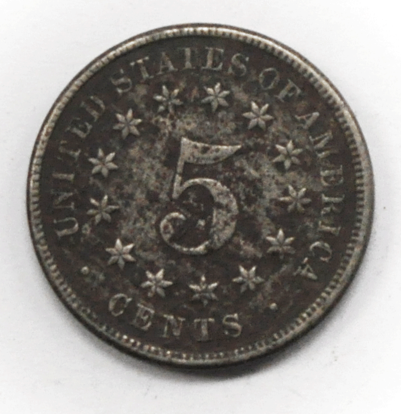 1869 5c Shield Nickel Five Cents US Coin