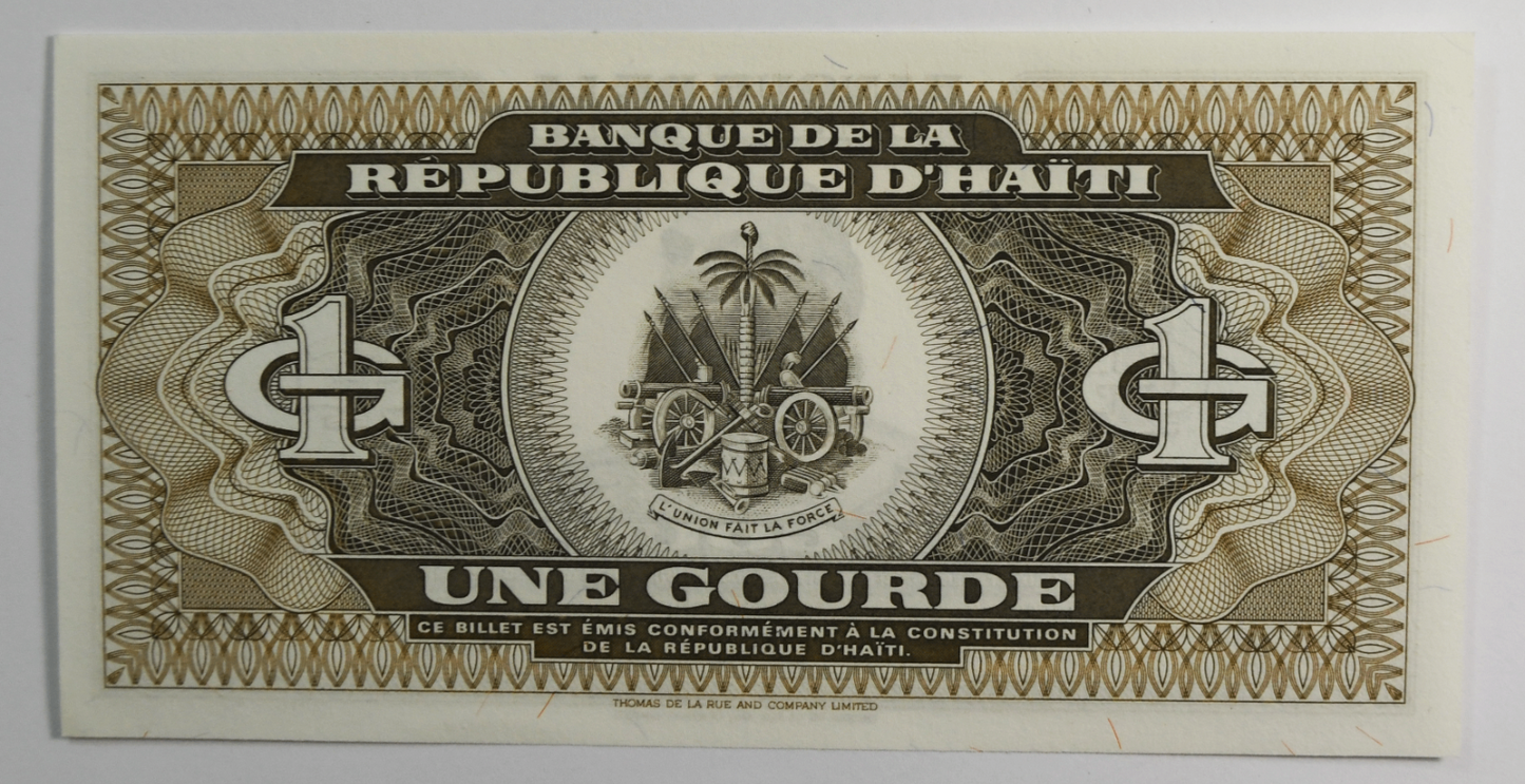 1992 Haiti 1 One Gourdes Uncirculated Banknote AV810804