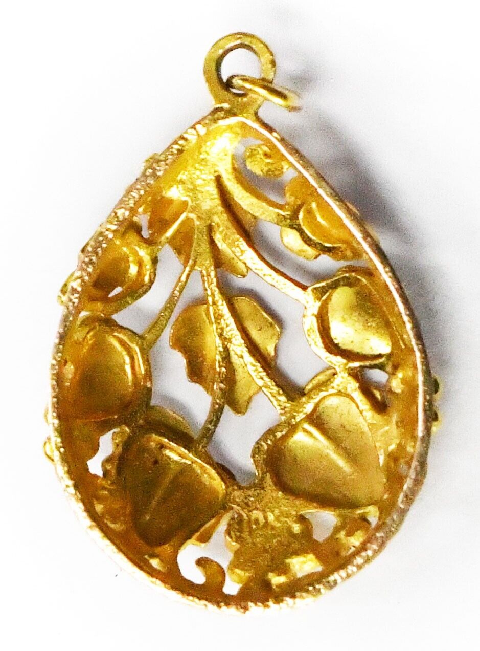 10k Yellow Gold Black Hills Gold J Co Tri Color Teardrop Pendant Charm 17x25mm