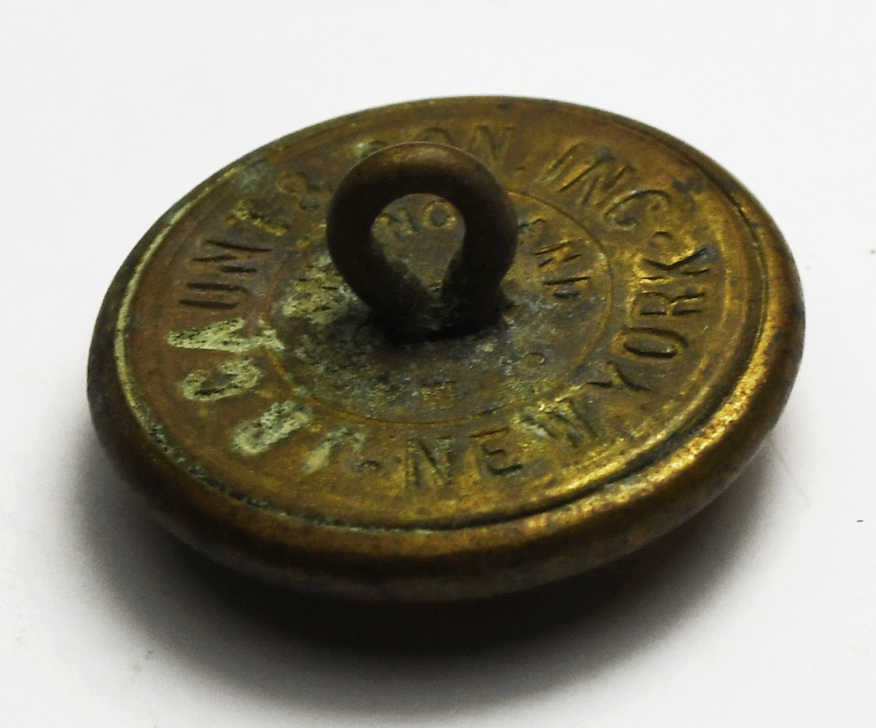 Vintage Police Round Brass Domed Button 25mm Caunt & Son New York