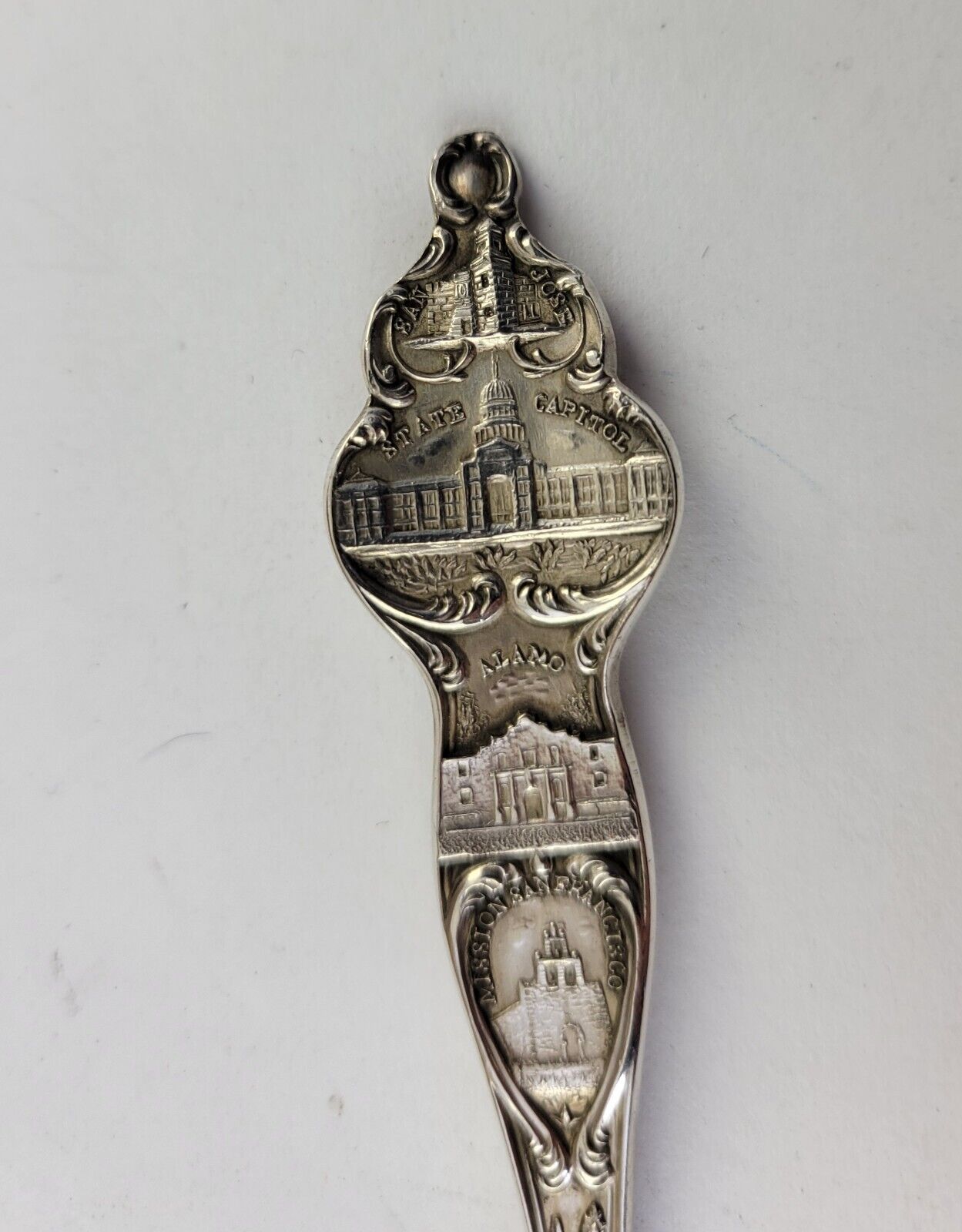 Sterling Texas Alamo State Capital San Jose Cattle .52oz Souvenir Spoon 5 1/2"