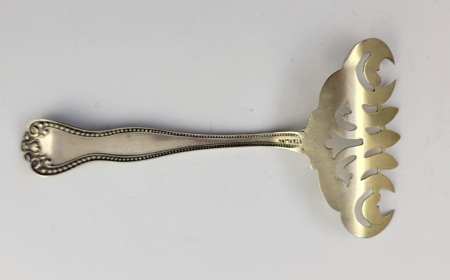 Antique Sterling Silver 4 1/2" Small Tined Sardine Serving Fork .42oz.
