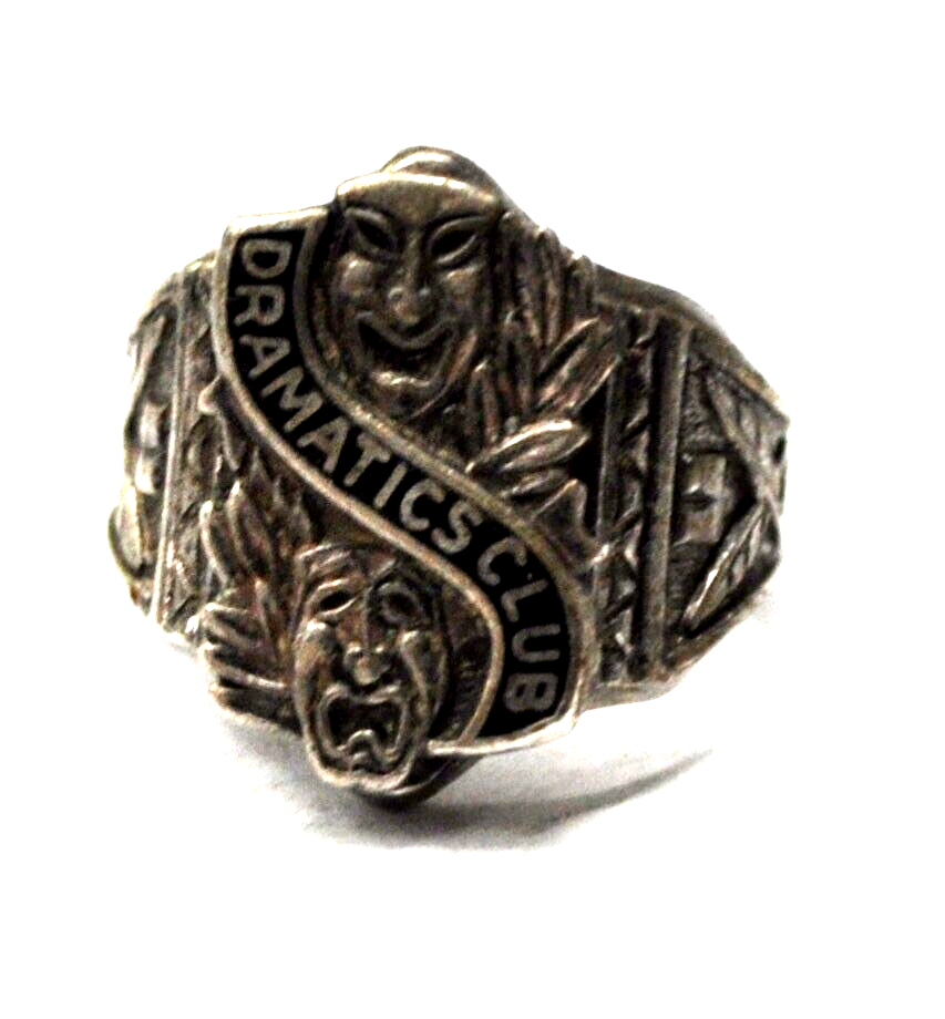 Sterling Silver Dramatics Club Comedy Tragedy Ring 17mm Size 3-1/2 Drama