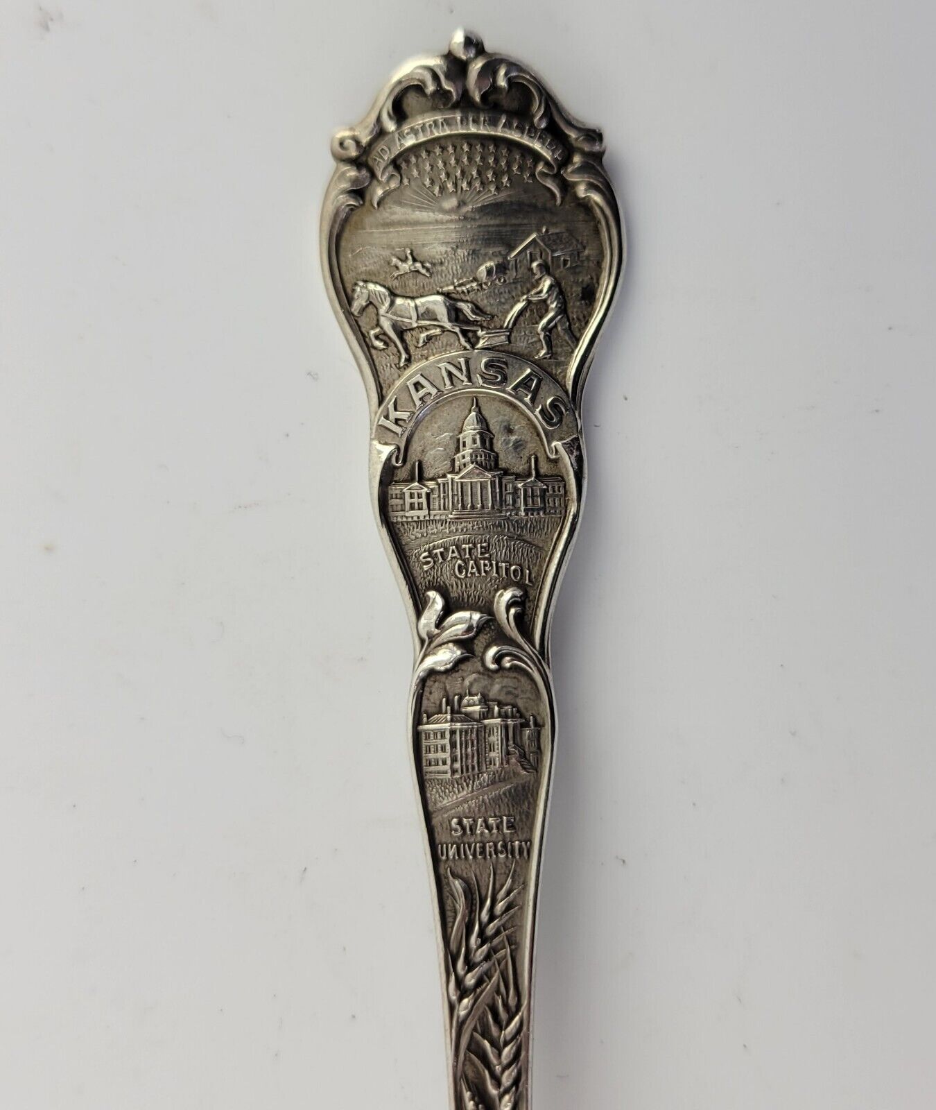 New Union Station Wichita Kansas Sterling Silver 5 1/2" Souvenir Spoon .61oz.