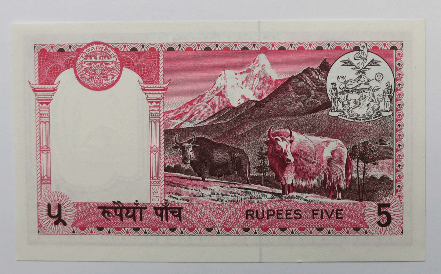 1974 Nepal 5 Five Rupees Uncirculated Banknote