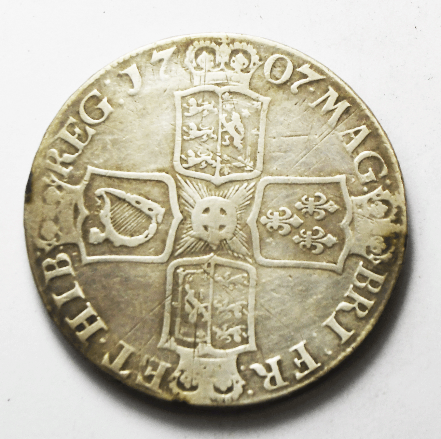 1707 E Great Britain Crown Silver Coin KM# 526.1