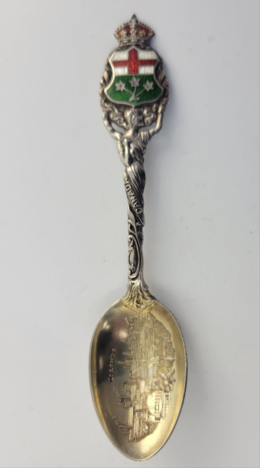 Toronto Canada Enameled Sterling Silver 5 1/4" Souvenir Spoon .86oz.