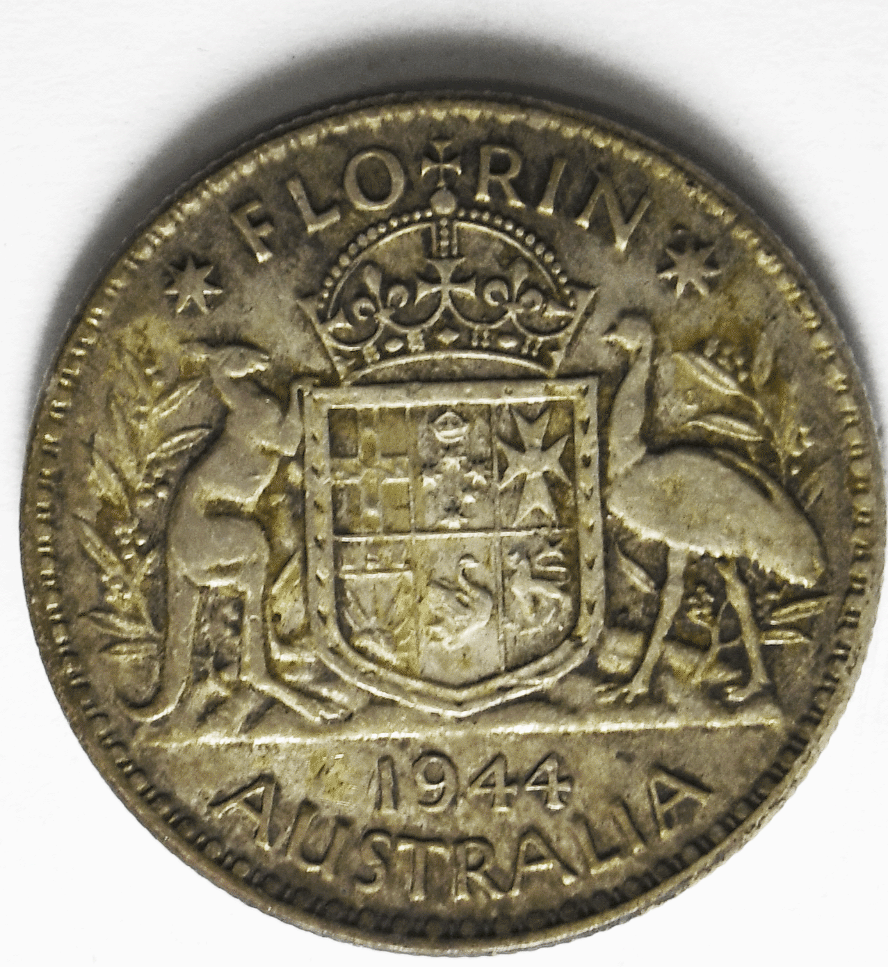1944 m Australia Florin Silver Coin KM# 40