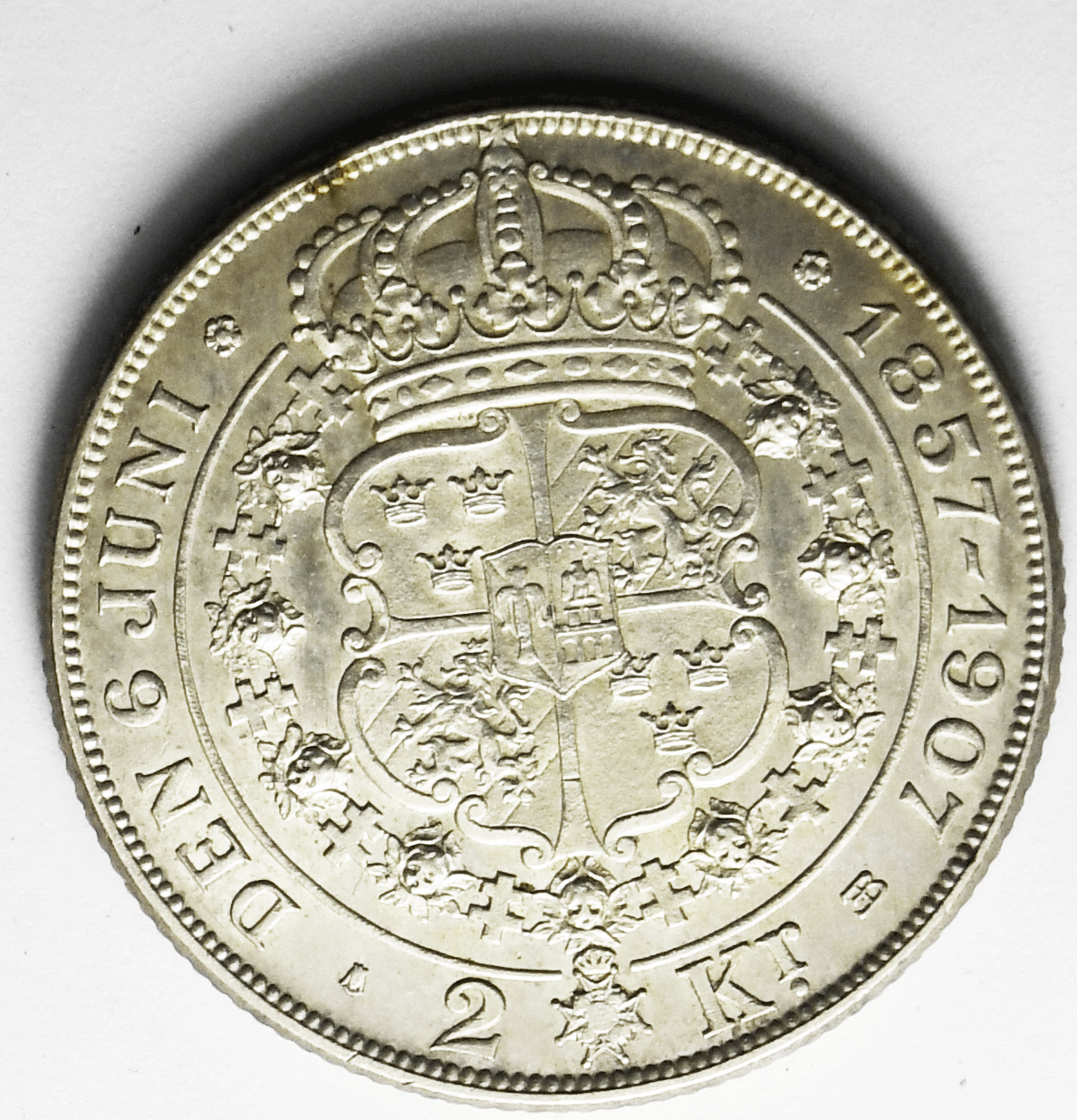 1857 Sweden 2 Two Kronor Silver Coin KM# 776