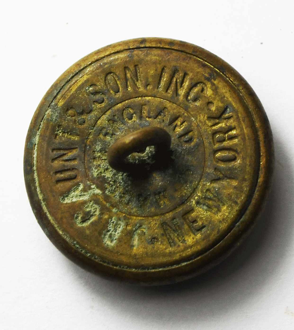Vintage Police Round Brass Domed Button 25mm Caunt & Son New York