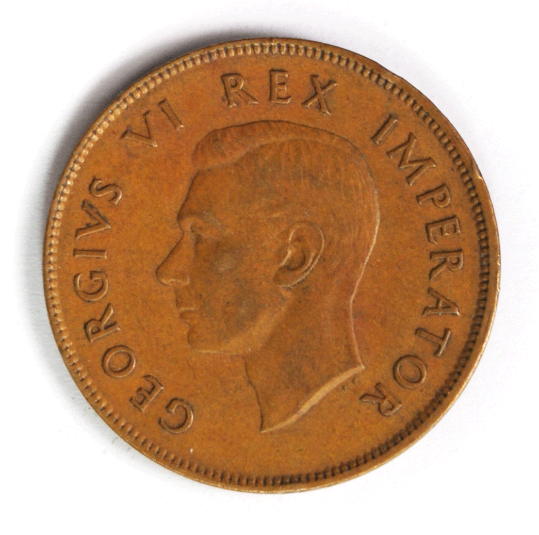 1942 South Africa Penny Bronze Coin KM# 25