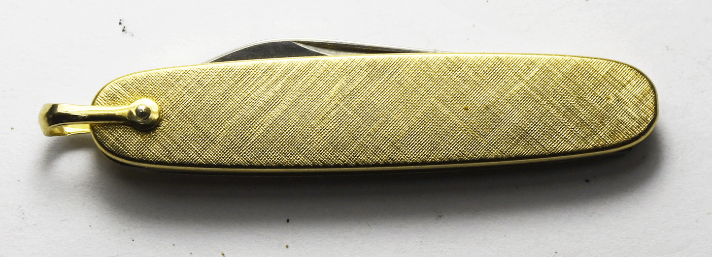 Vintage Imperial prov. RI 2 Blade Gold Plated Pocket Knife Monogrammed 2.5"