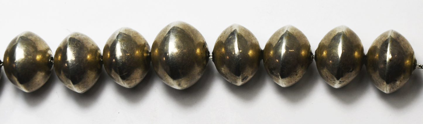 Sterling Silver Handmade Graduated 12-18mm Bead Necklace 29.5"   126g