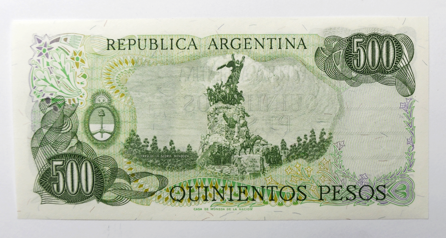1977-82 Argentina 500 Pesos Uncirculated Banknote 78.044.539.B