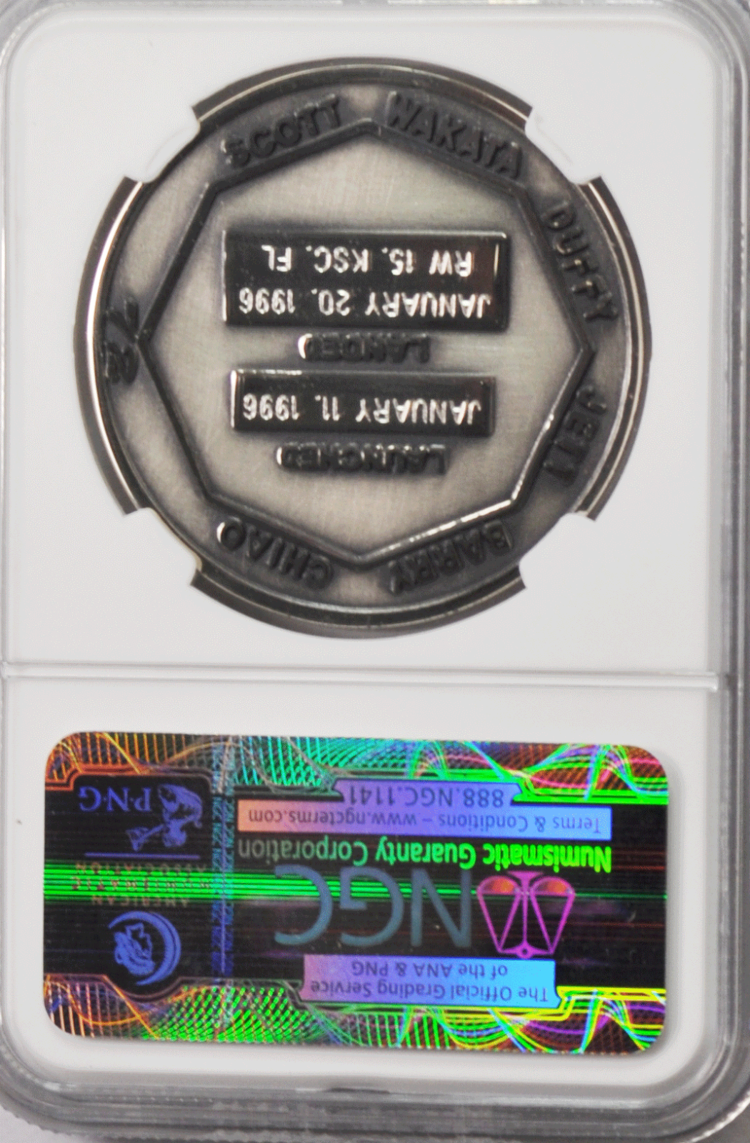 1996 STS-72 Robbins Silver Space Medal Unflown #94 NGC MS67 Endeavour SFU