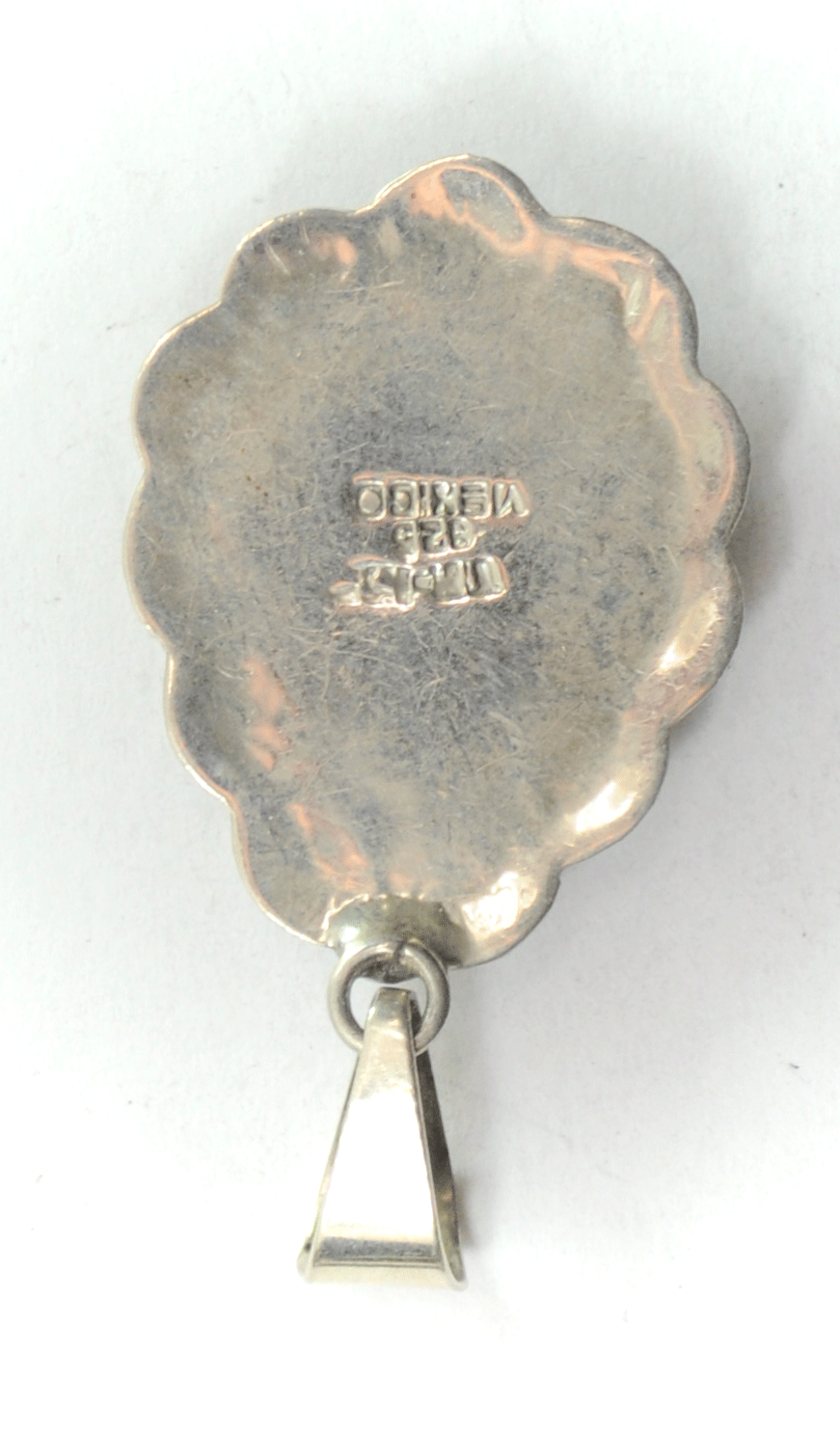 Sterling Mexico Green Malachite Teardrop Etched Rays Halo Pendant 2" x 29mm