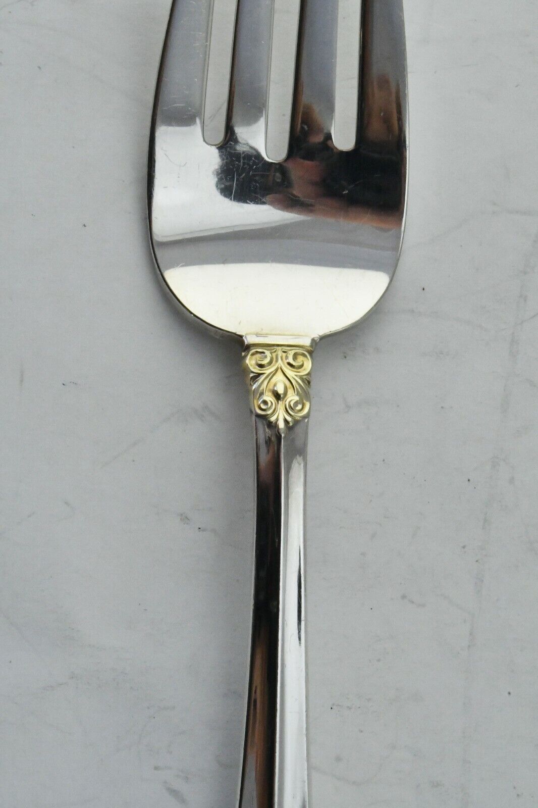 Hispana-Sovereign "Gold" by Gorham Sterling 8 1/2" Cold Meat Serving Fork 2.5oz.