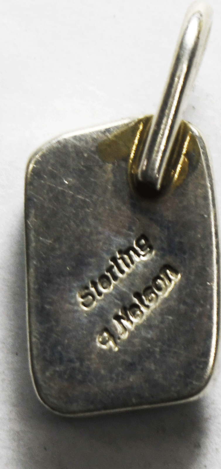 Sterling Silver J Nelson Rectangle Turquoise Pendant 24mm x 11mm