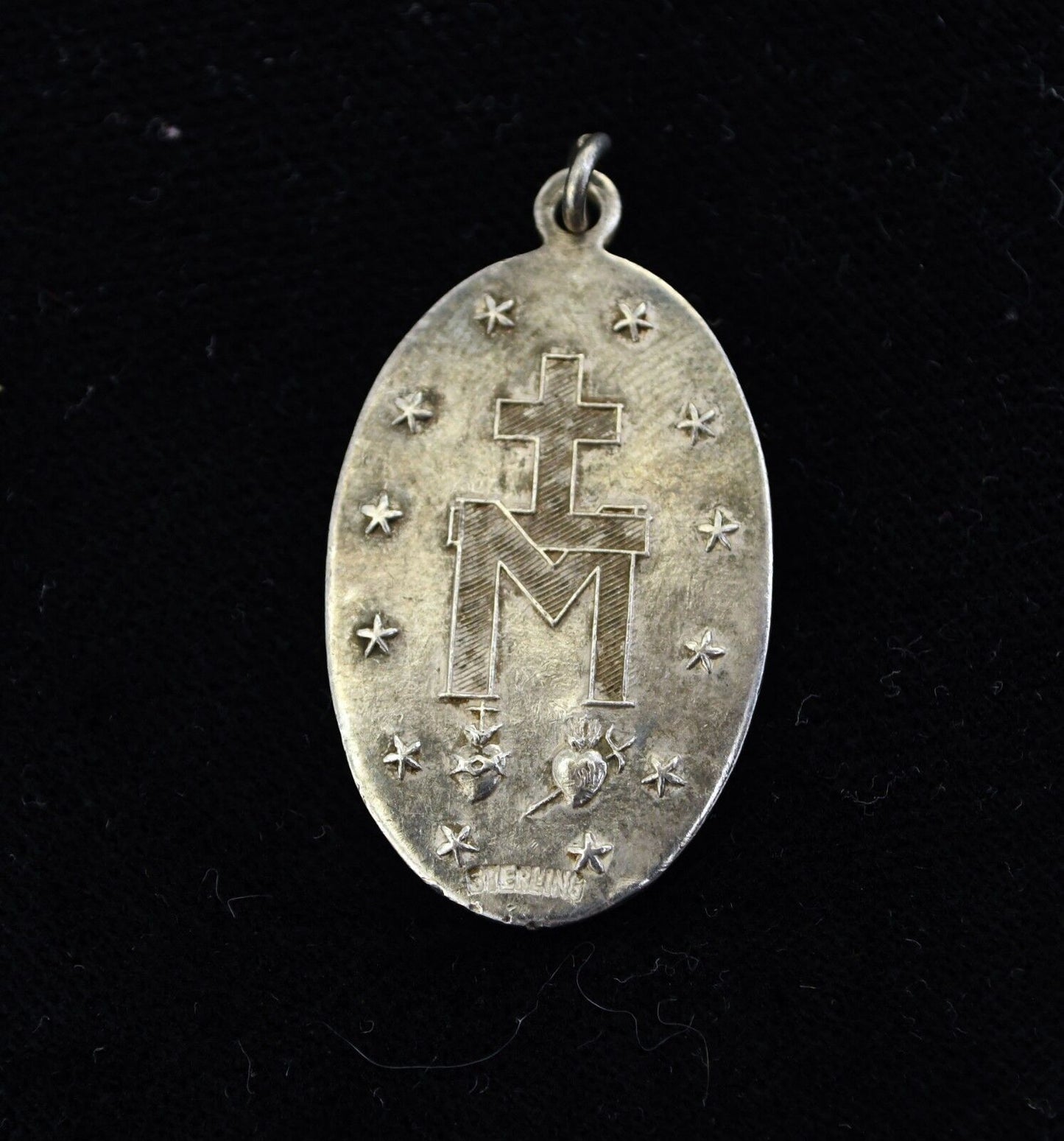 Vintage Sterling Silver Mother Mary Pendant Charm 6.7 grams 1 3/8"