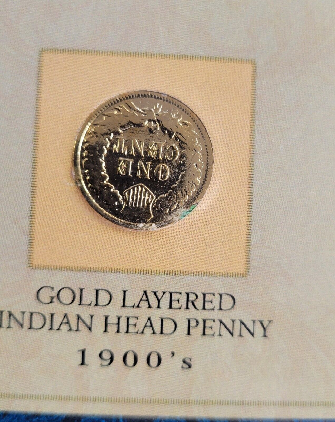 1900’s Gold Layered Indian Head Cent - 1901 Penny with COA