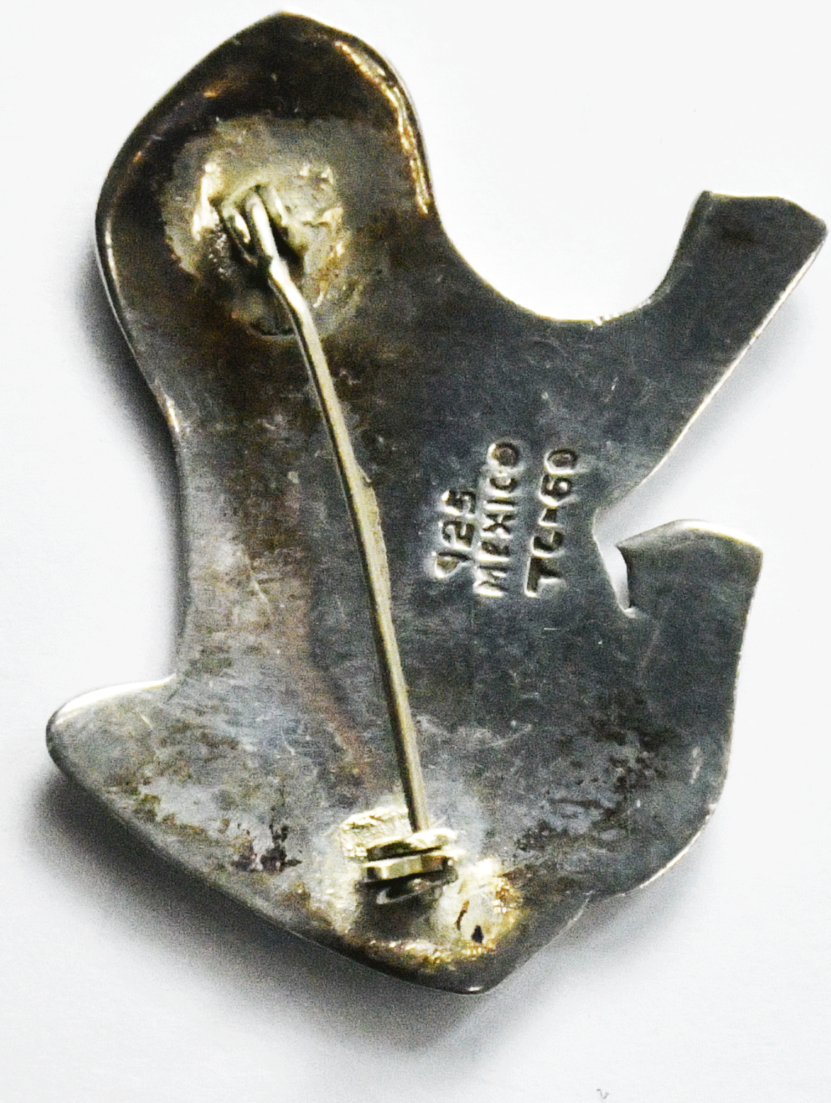 Sterling Silver Frog Green Chip Turquoise Inlay Brooch Pin 43x40mm