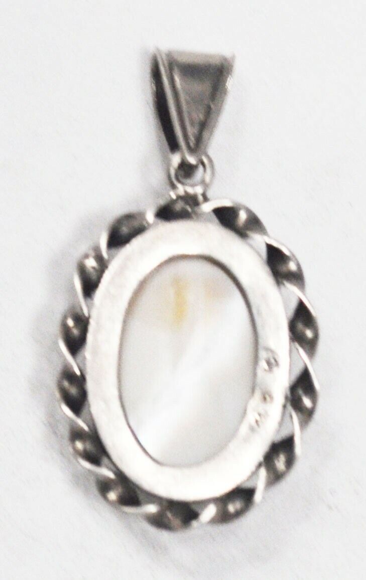 Sterling Silver Oval Pearl Pendant Twist Halo 39mm x 20mm