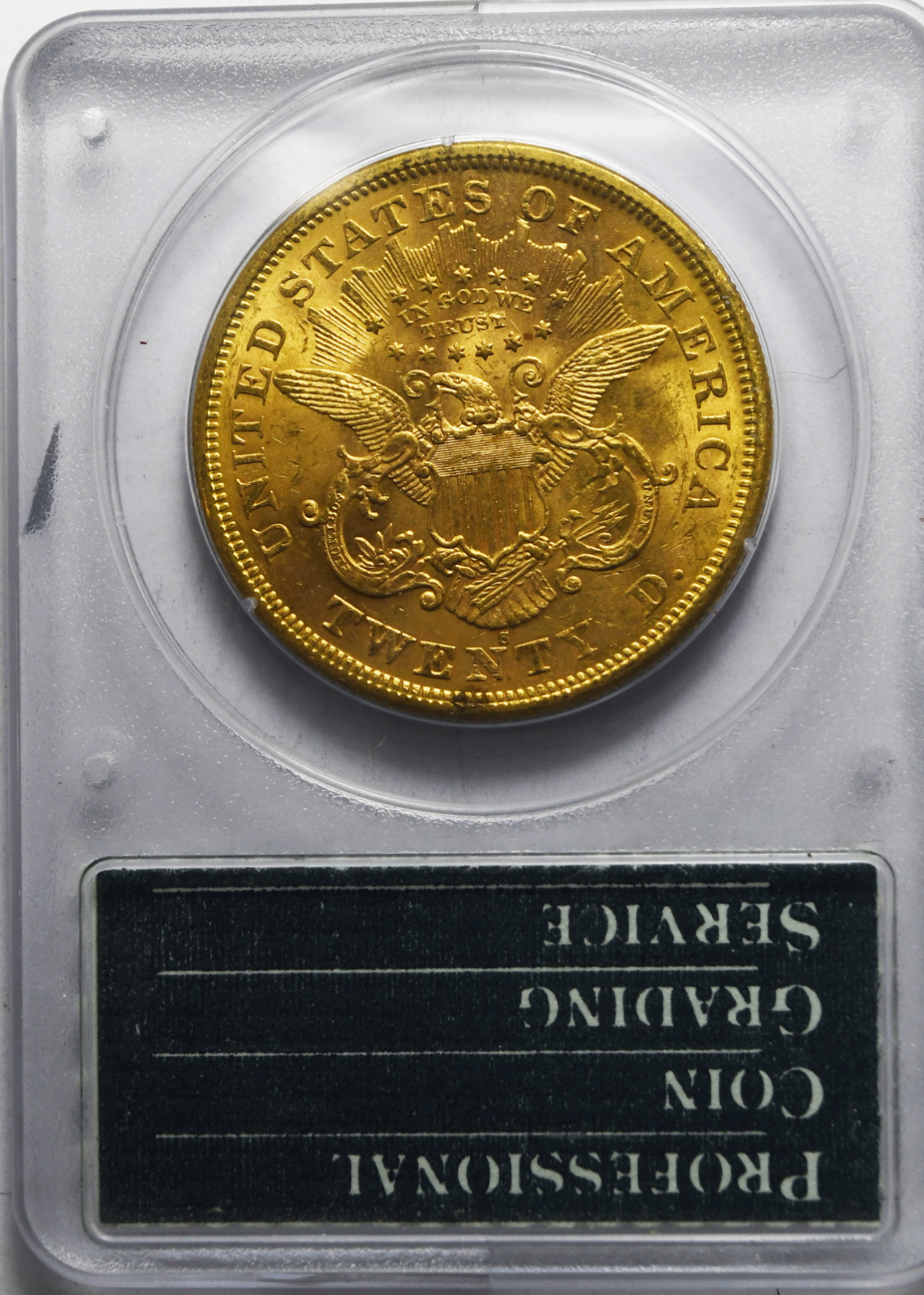 1875 S $20 Liberty Head Double Eagle PCGS MS60 Uncirculated OGH Rattler