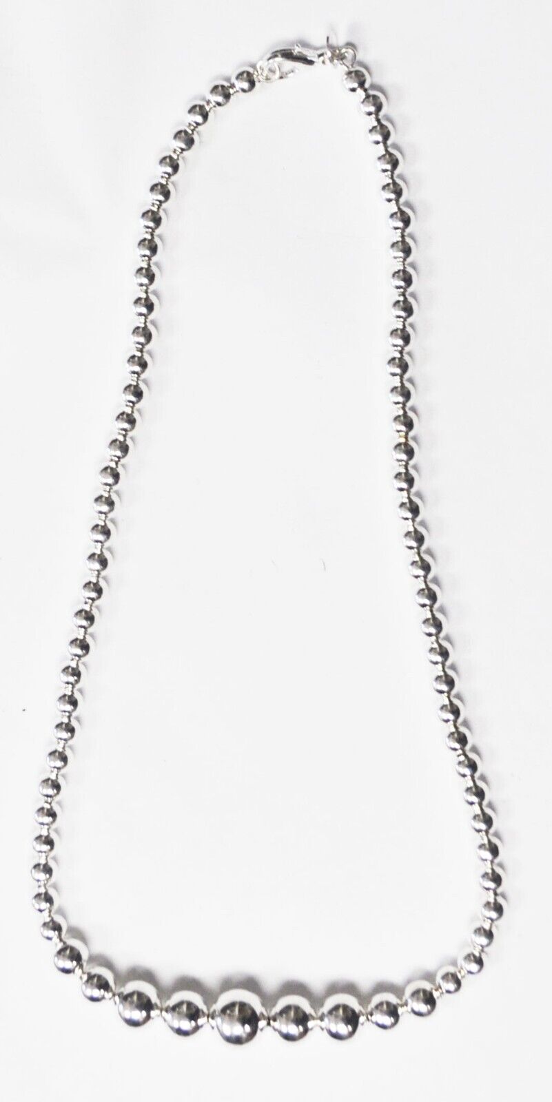 Silver Plated Graduated Round Bead Necklace 6-11mm 18.5"