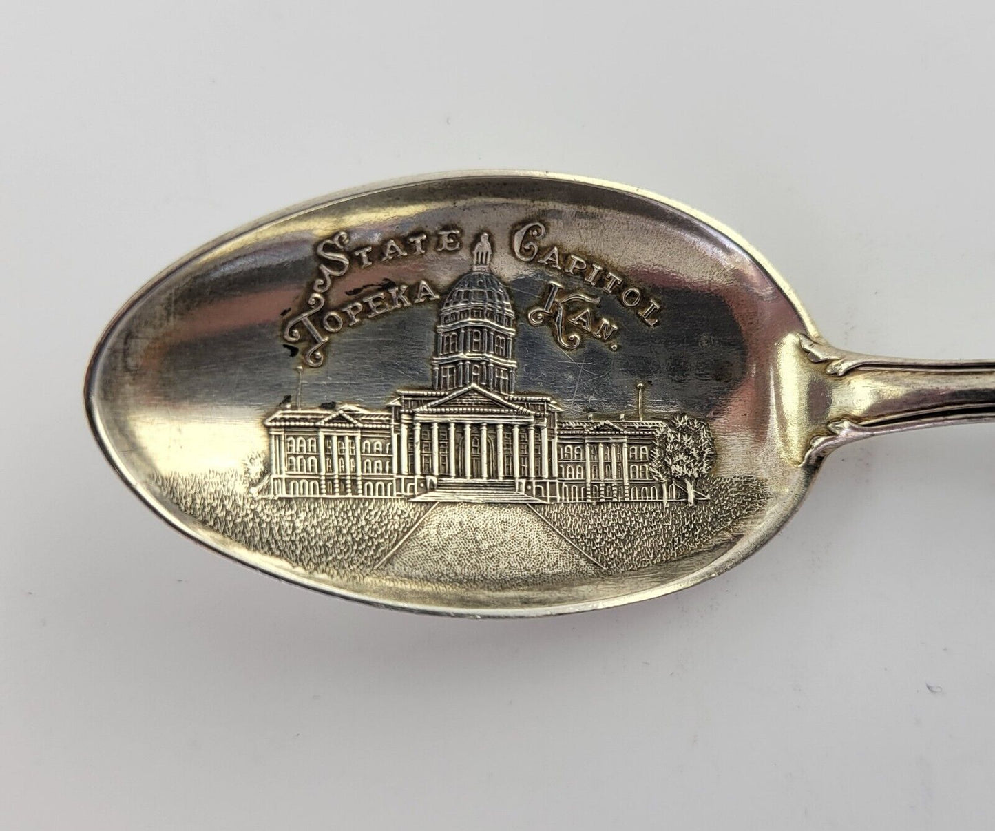 Capital Building Topeka Kansas Sterling 5 3/8" Souvenir Spoon by Mechanics .69oz
