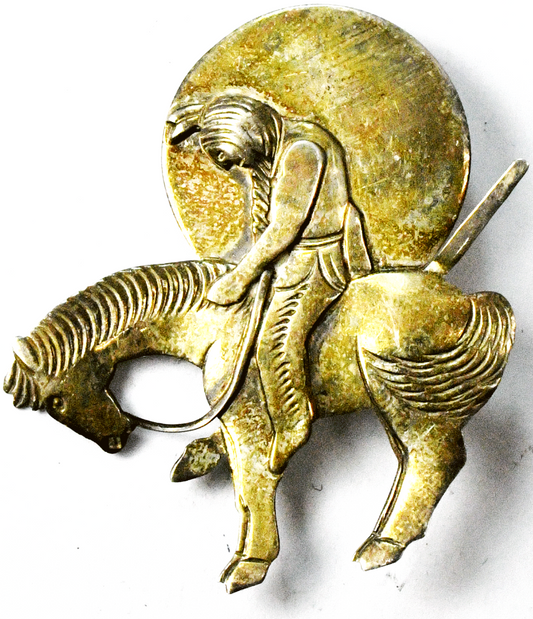 Sterling Silver End of the Trail Fraser Waupun Brooch Pin 40mm  x 48mm