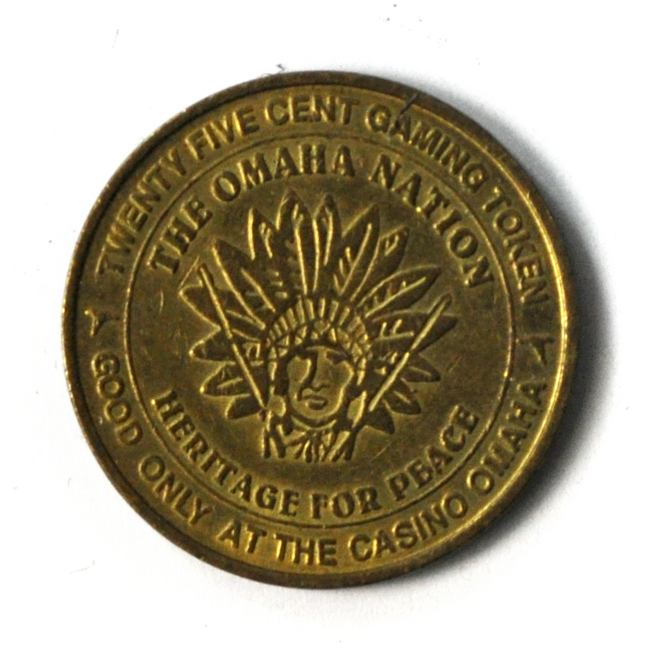 The Omaha Nation Casino Blackbird Bend 25c Token Heritage for Peace