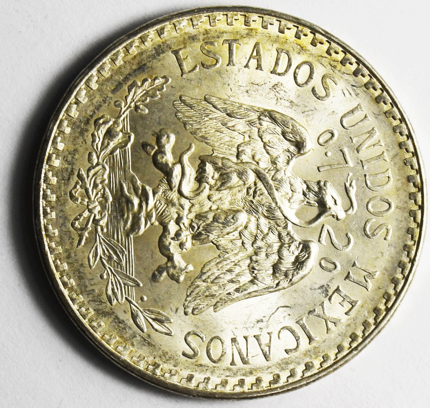 1944 Mexico Silver One Peso Uncirculated Coin KM#45