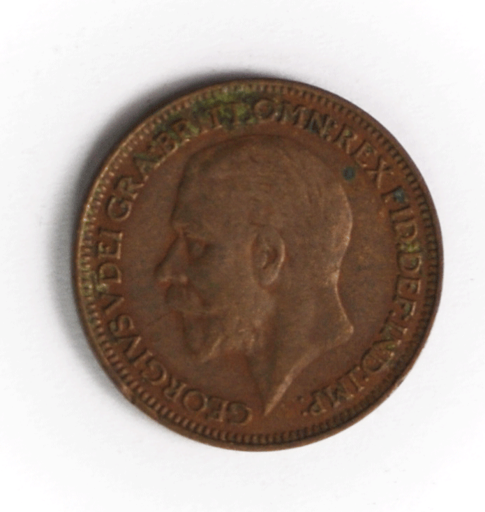 1927 1F Great Britain Farthing Bronze Coin