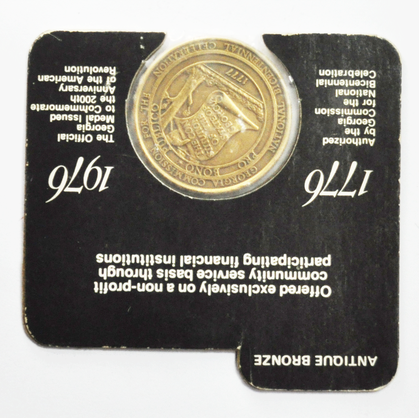 1976 State of Georgia American Revolution Bicentennial Medal Bronze Carded 38mm